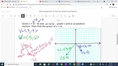 How To Subtract Vectors Algebraically And Graphically Youtube