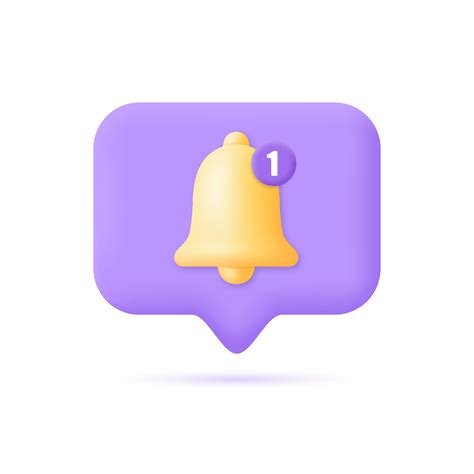 3d Notification Bell Iconyellow Bell With One New Notification For