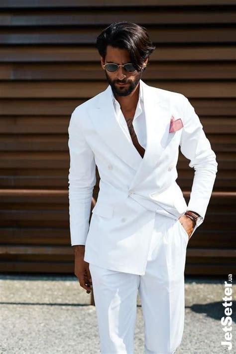 White Linen Suits For Men Double Breasted Groom Wedding Formal Tuxedos NEW Specialty