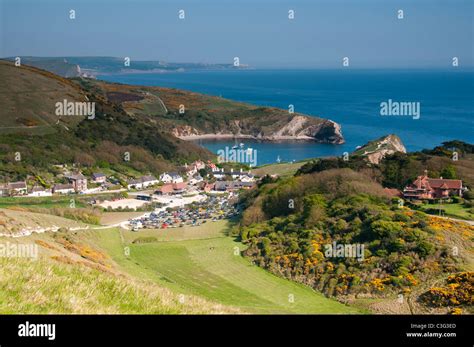 Looking Over Lulworth Cove On The Jurassic Coast Dorset From The South