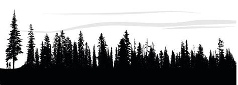 Pine Tree Line Silhouette Svg