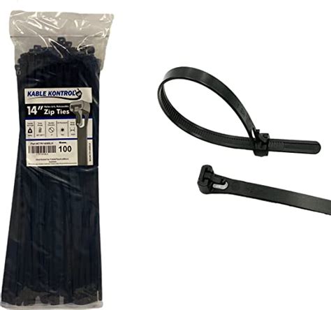 Kable Kontrol Reusable Cable Zip Ties 14 Inch 100 Pcs Black
