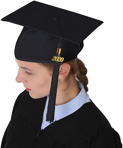 Graduationmall Matte Graduation Gown Cap Tassel Set 2020 For Black