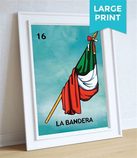 Loteria La Bandera Mexican Retro Illustration Art Print Etsy