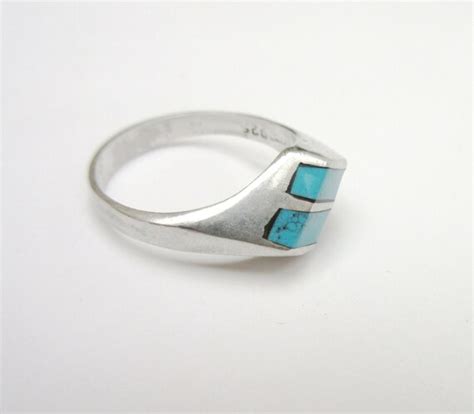 Sterling Ring Silver Turquoise Modernistic Mexico Size