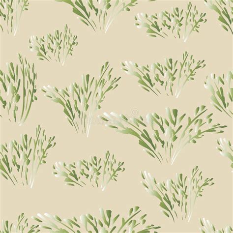 Natural Seamless Pattern With Bushes And Greens Vector Art For Surface