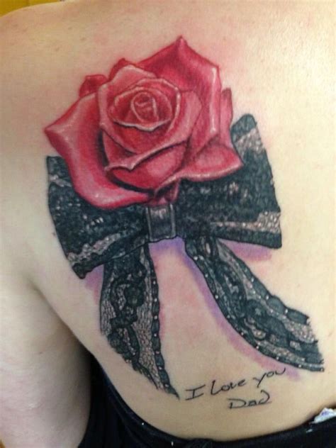 Color Rose With Bow Tattoo This Was Very Time Consuming On The Bow With