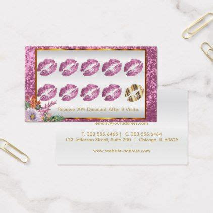 Loyalty Punch Card Floral Pink Glitter And Gold 2 Zazzle Punch