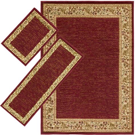 Threadbind Harlan Burgundy 3 Piece Area Rug Set And Reviews Wayfair