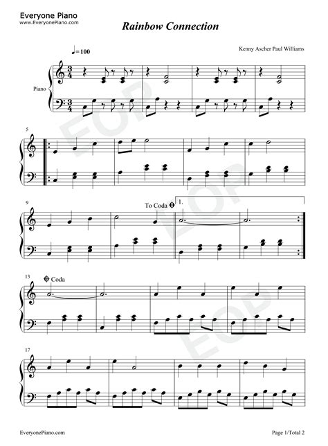Printable Free Rainbow Connection Piano Sheet Music Free Pdf The