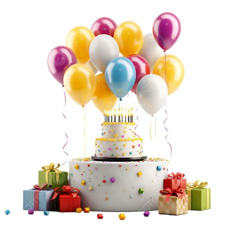 Happy Birthday Birthday Cake Balloons Png Transparent Image And