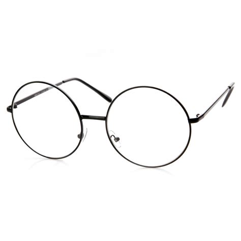 Large Oversized Metal Frame Clear Lens Round Circle Eye Glasses Ebay