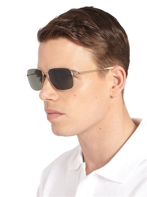 Oliver Peoples Clifton Aviator Sunglasses In Metallic For Men Lyst