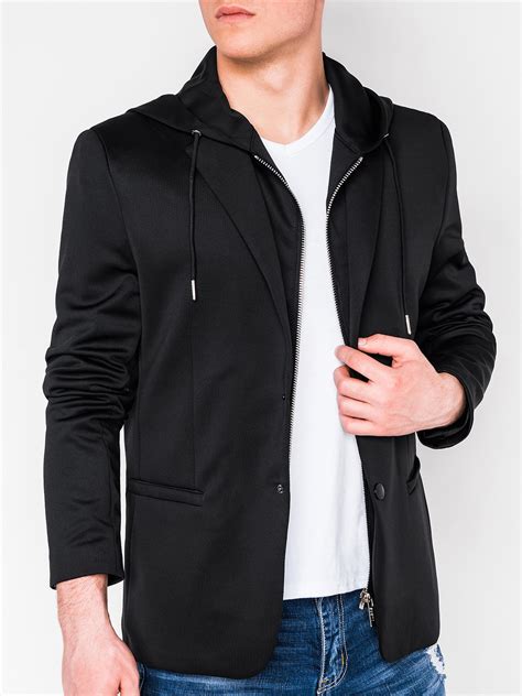 Mens Casual Hooded Blazer Jacket M99 Black Modone Wholesale