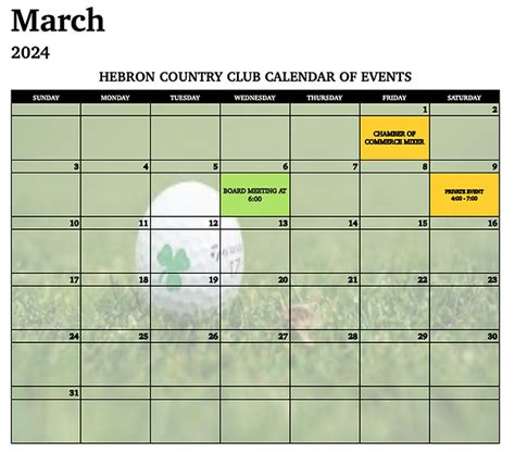 Upcoming Events Hebron Country Club
