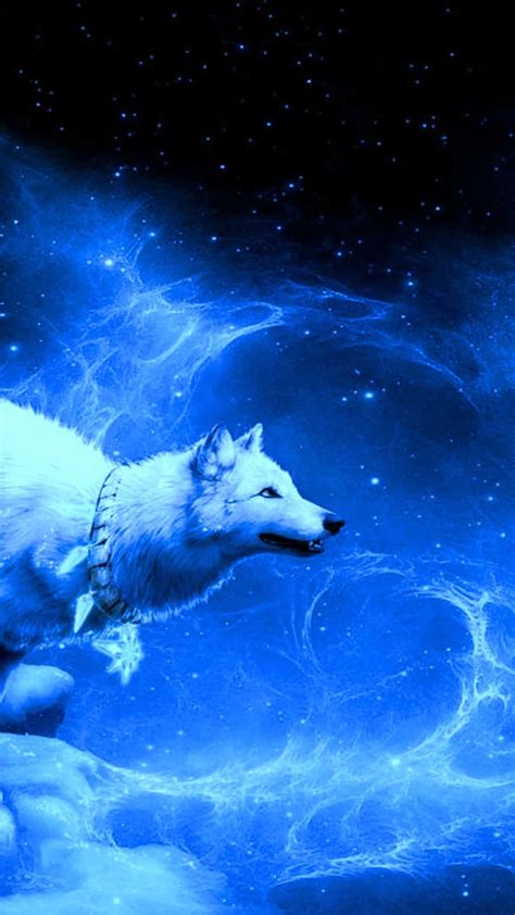 Download Majestic Cool Blue Wolf Wallpaper