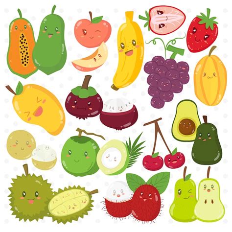 Premium Vector Set Of Funny Fruits Cartoon Characters Vector Collection