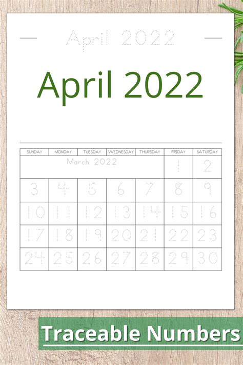 April 2022 Calendar For Kids April 2022 Calendar Printable Etsy In