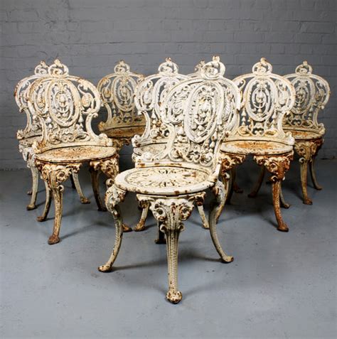 The most common outdoor iron chair material is metal. Antiques Atlas - 8 Cast Iron Garden Chairs.