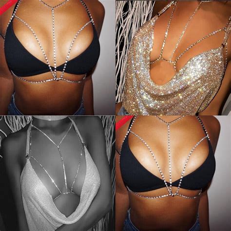 Gold Silver Bikini Body Chain Necklace Chain Armor Sexy Club Harness Hot Sex Picture