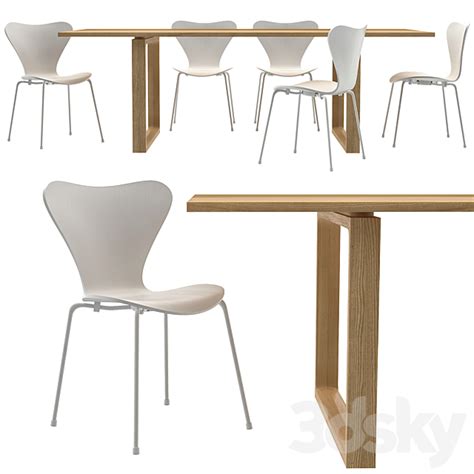 Essay Table And Series 7 Chairs By Fritz Hansen Table Chair 3d Models