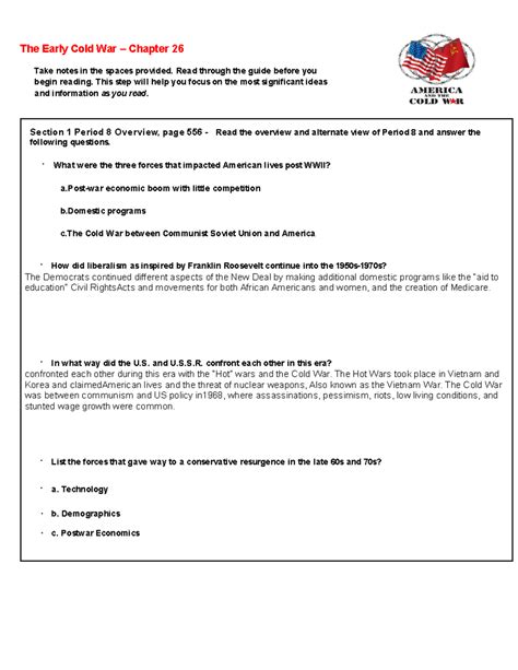 Amsco ch 26 - Google Docs - The Early Cold War – Chapter 26 Take notes