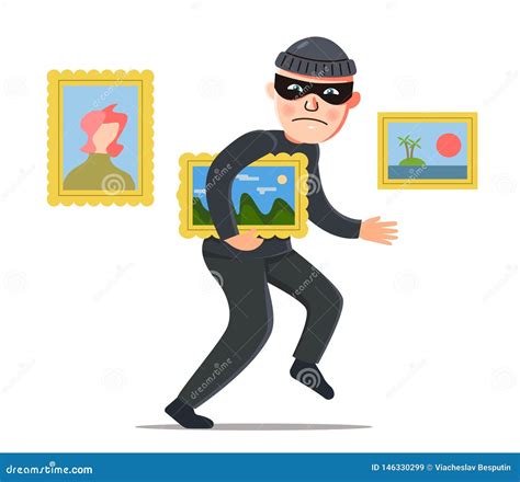 Thief Steals A Picture Stock Vector Illustration Of Looter 146330299