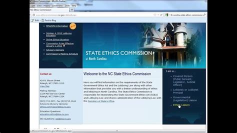 Introduction To State Ethics Commission Website Youtube