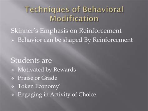 Ppt Techniques Of Behavioral Modification Powerpoint Presentation