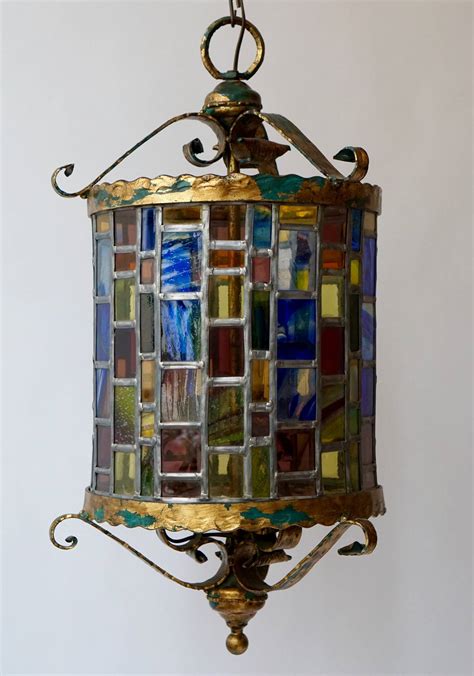 Large Monumental Stained Glass Lantern At 1stdibs