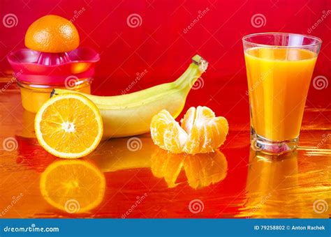 Freshly Squeezed Orange Juice Stock Photo Image Of Table Sweet 79258802