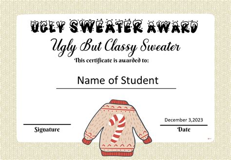 Gingerbread Theme And Ugly Sweater Award Certificates Made By Teachers