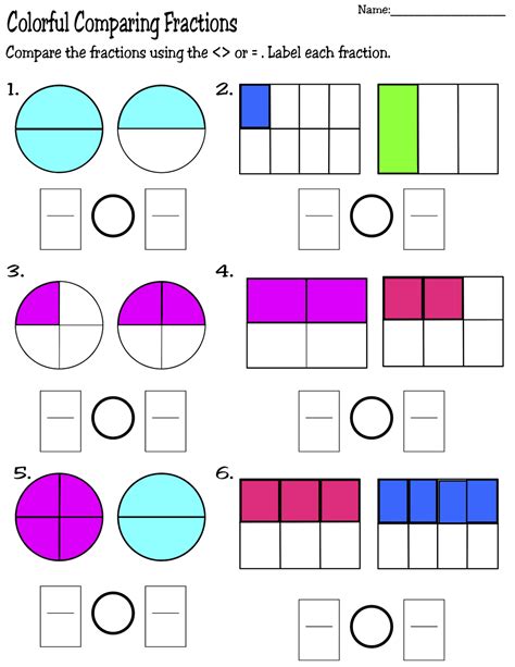 Comparing Fractions With Like Numerators Worksheet Printable Word