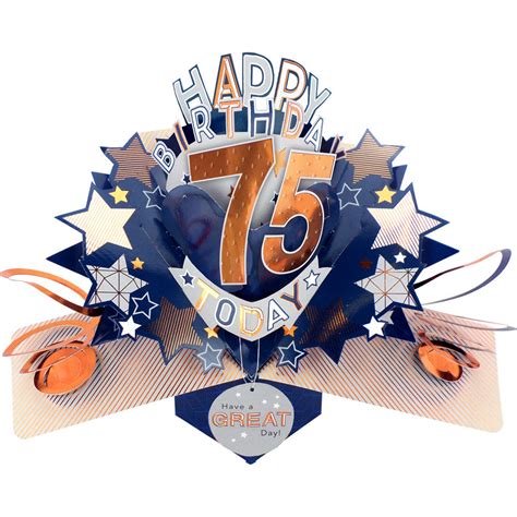 Happy 75th Birthday 75 Today Pop Up Greeting Card Cards