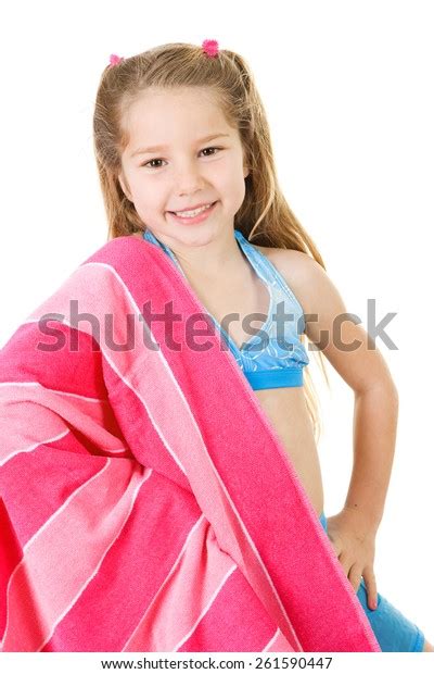 Girl Swimmer Pink Beach Towel Stock Photo 261590447 Shutterstock