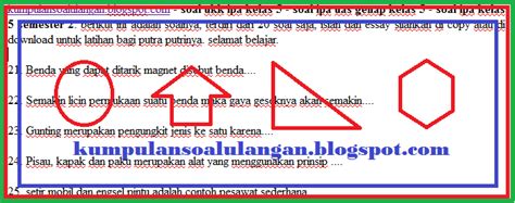 Soal UKK IPA Kelas 5 - Kumpulan Soal Ulangan