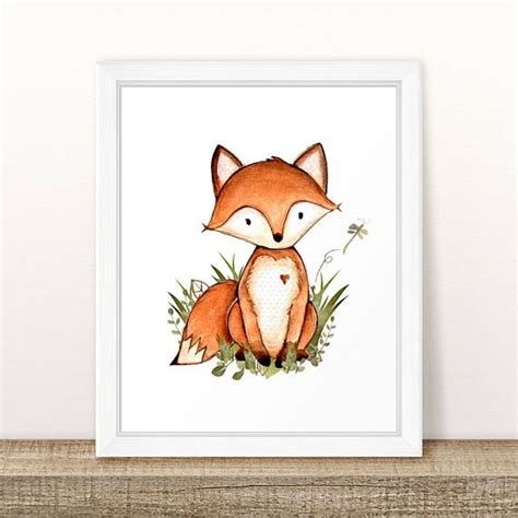 Fox Nursery Art Printable Fox Art Woodland Fox Nursery Etsy Fox