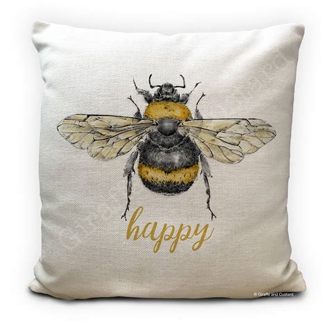 5 out of 5 stars. Bee Cushion Pillow Cover Bee Happy Be Happy Honey Bumble ...