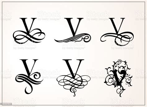 Vintage Set Capital Letter V For Monograms And Logos Beautiful Filigree