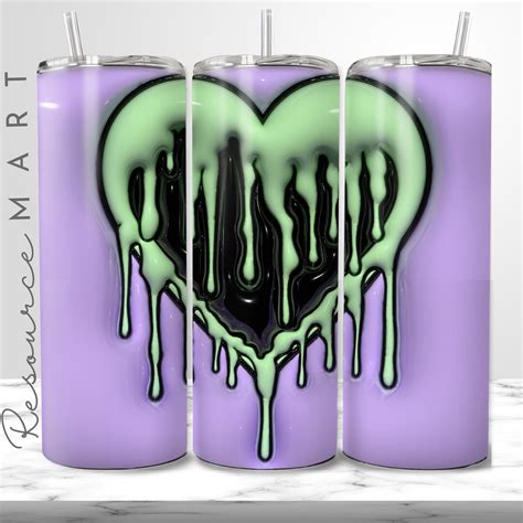 D Inflated Tumbler Wrap Pastel Goth Dripping Heart Puffy Etsy