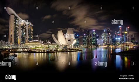 Singapore Cityscape At Night Stock Photo Alamy