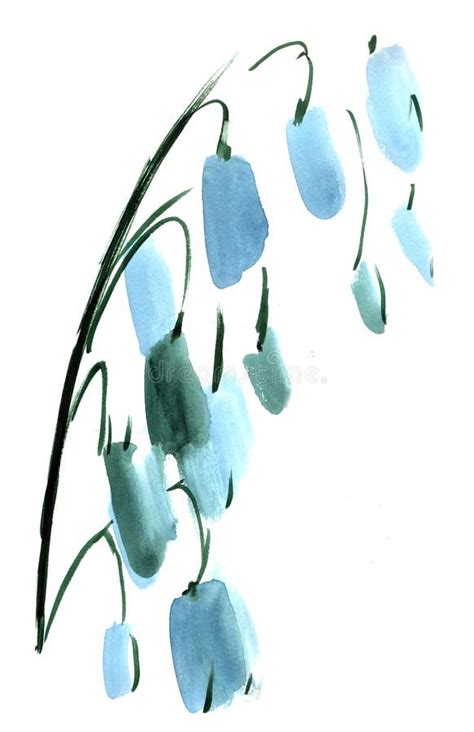 Watercolor Lily Of The Valley Flowers Impression Painting Stock