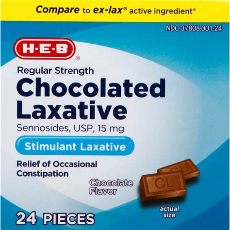 H E B Regular Strength Chocolated Laxative Sennosides 15 Mg Shop Digestion And Nausea At H E B