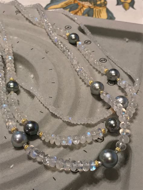 Cultured Tahitian Pearl Moonstone White Topaz And 14k Yellow Gold