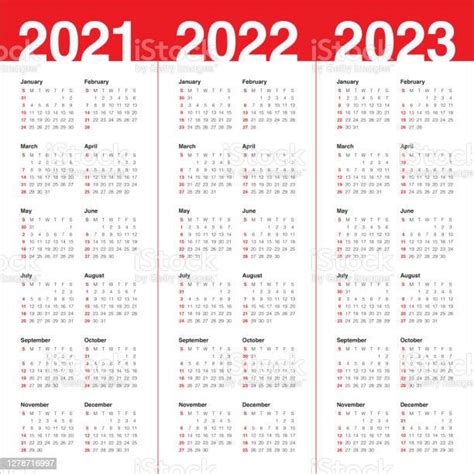 Ilustración De Plantilla De Diseño Vectorial De Calendario Año 2021 2022 2023 Y Más Vectores