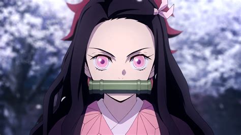 Tapety Kamado Nezuko Kimetsu No Yaiba Różowe Oczy Anime Dziewcząt
