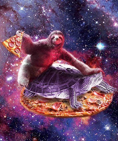 Trippy Space Sloth Turtle Sloth Pizza Poster By Skylerjhill Sloth Trippy Trippy Cat