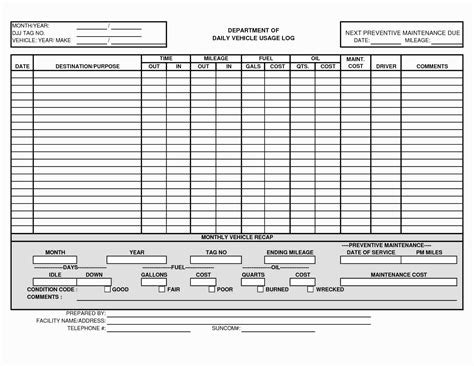 11+ Printable Vehicle Maintenance Log Templates - Realia Project