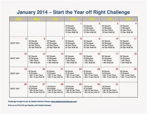 January 2014 Fitness Challenge - Fit and Healthy with Debbie