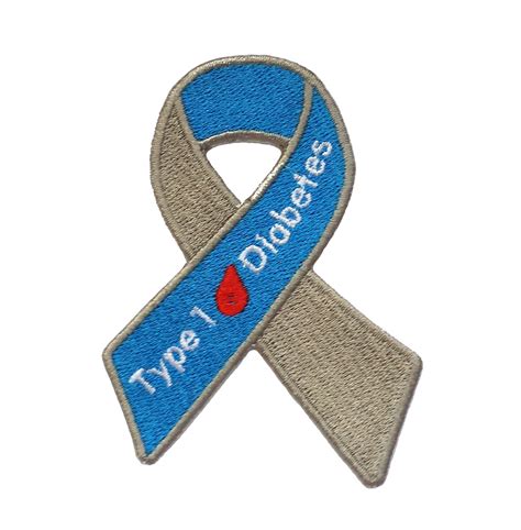 Awareness Ribbon Type 1 Diabetes Embroidered Sewiron On Patch
